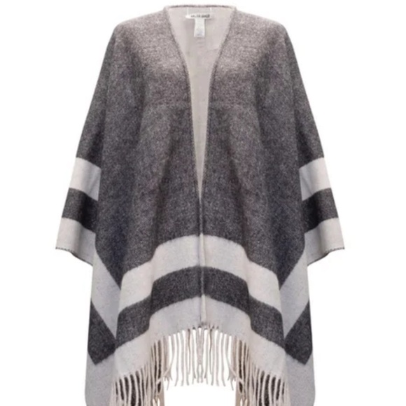 Walter Baker Verushka Reversible Poncho Charcoal/Ivory - Picture 1 of 8